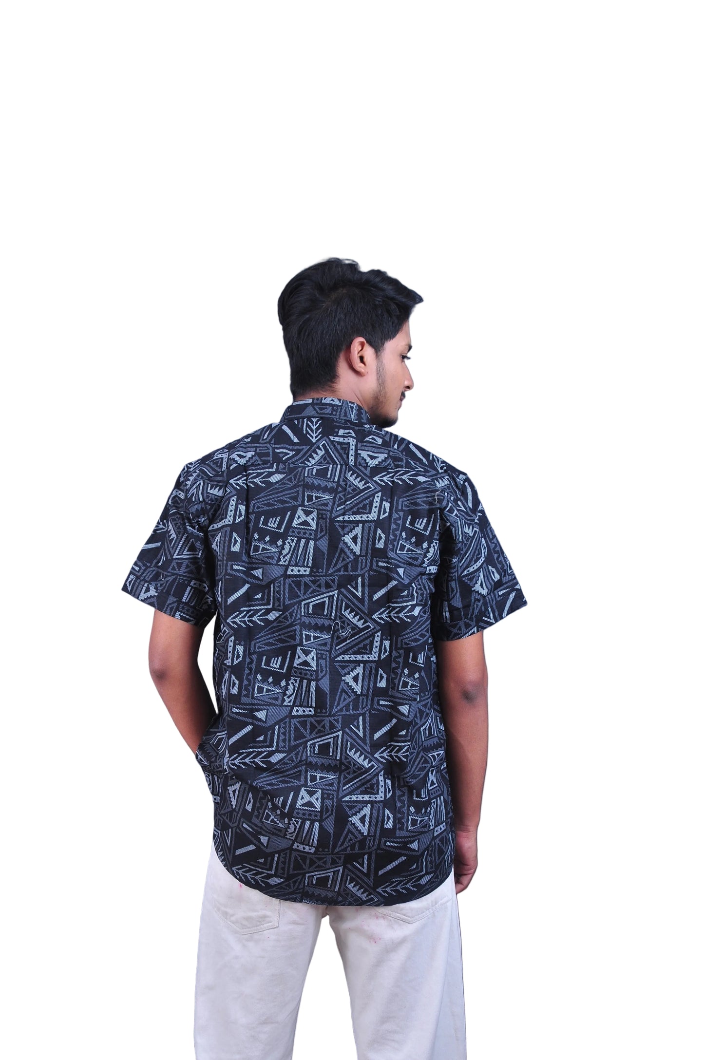 Midnight Tribal Print Half Sleeve Shirt