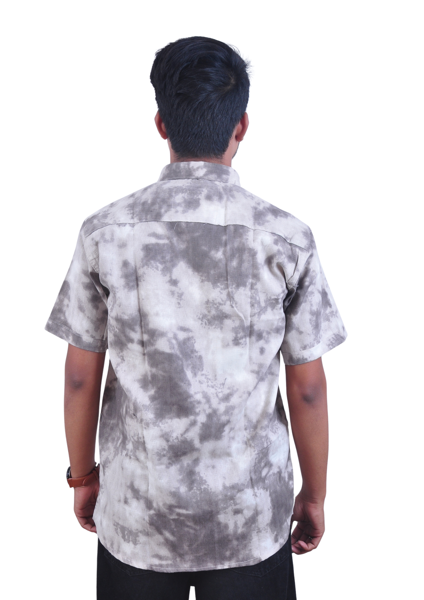 Urban Tie-Dye Casual Shirt – Smoky Grey Relaxed Fit