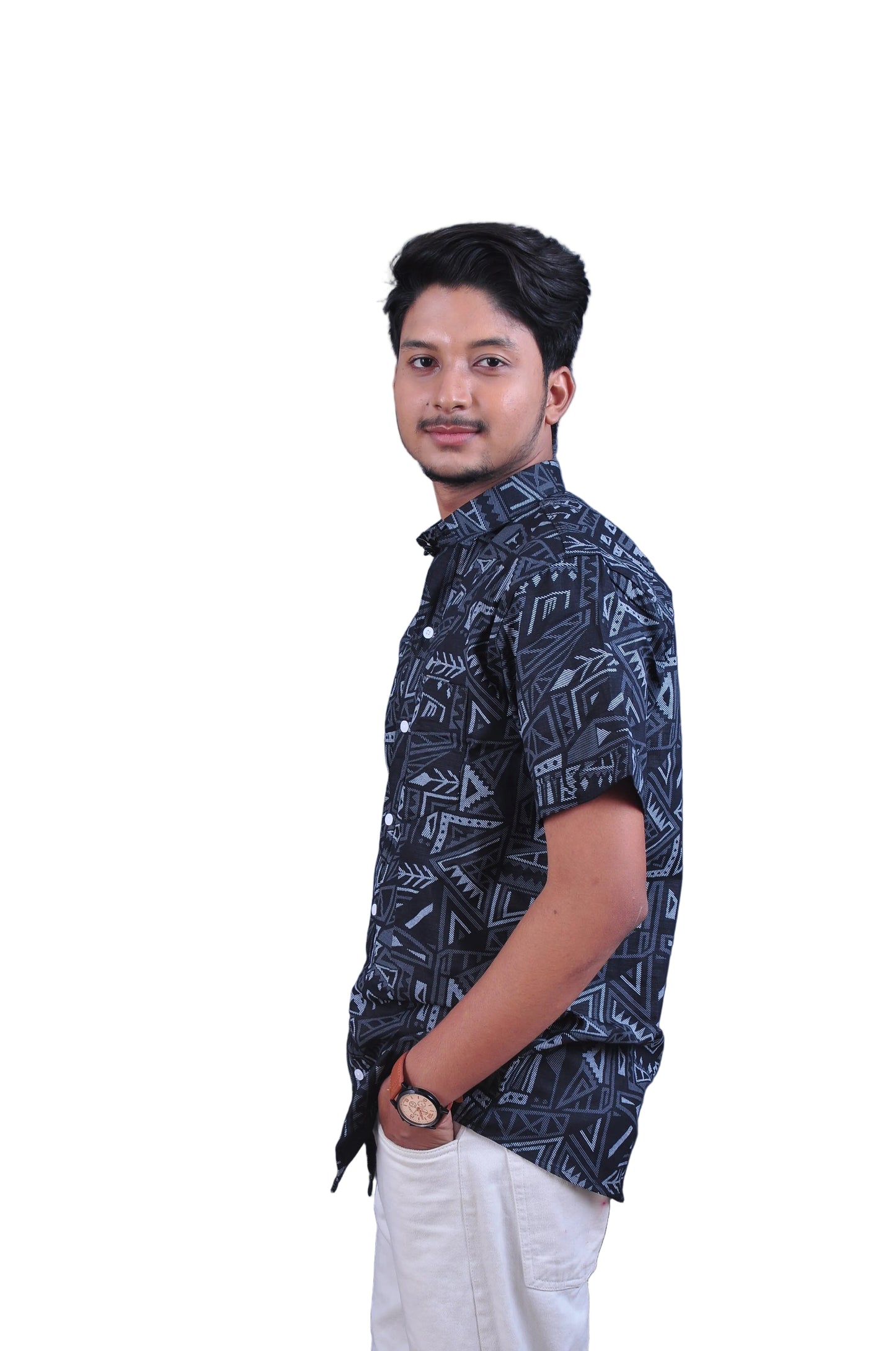 Midnight Tribal Print Half Sleeve Shirt