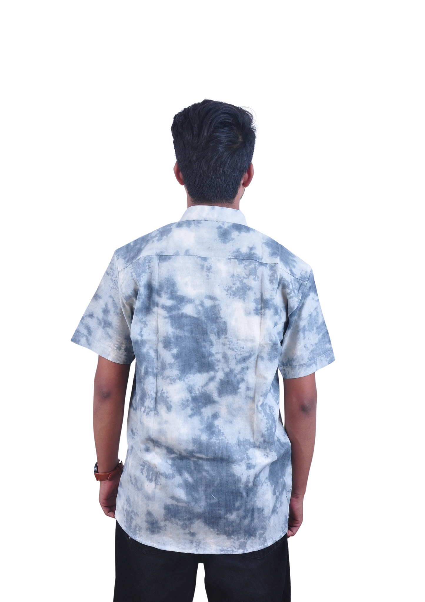 Classic Cloud Tie-Dye Shirt – Steel Blue Casual Fit